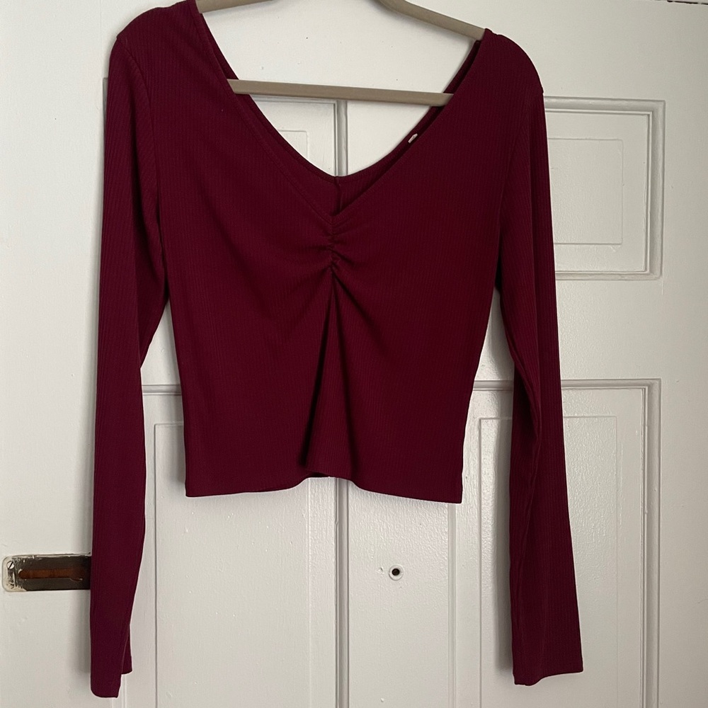 PacSun Maroon Long Sleeve Crop